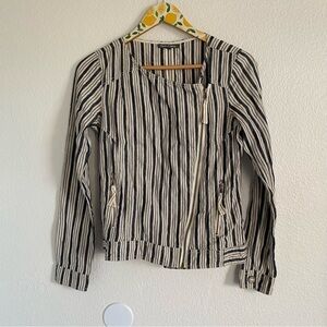 Michael Stars Women's Blue Striped Linen Moto Jacket Size XS